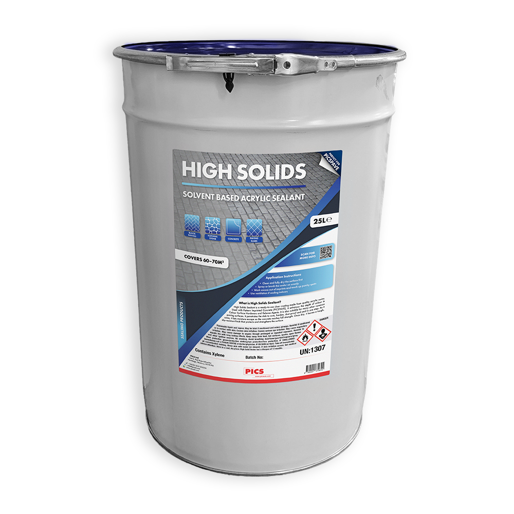 Product image of a 25L drum of PICS High Solid Sealant Solvent Based Acrylic Sealer